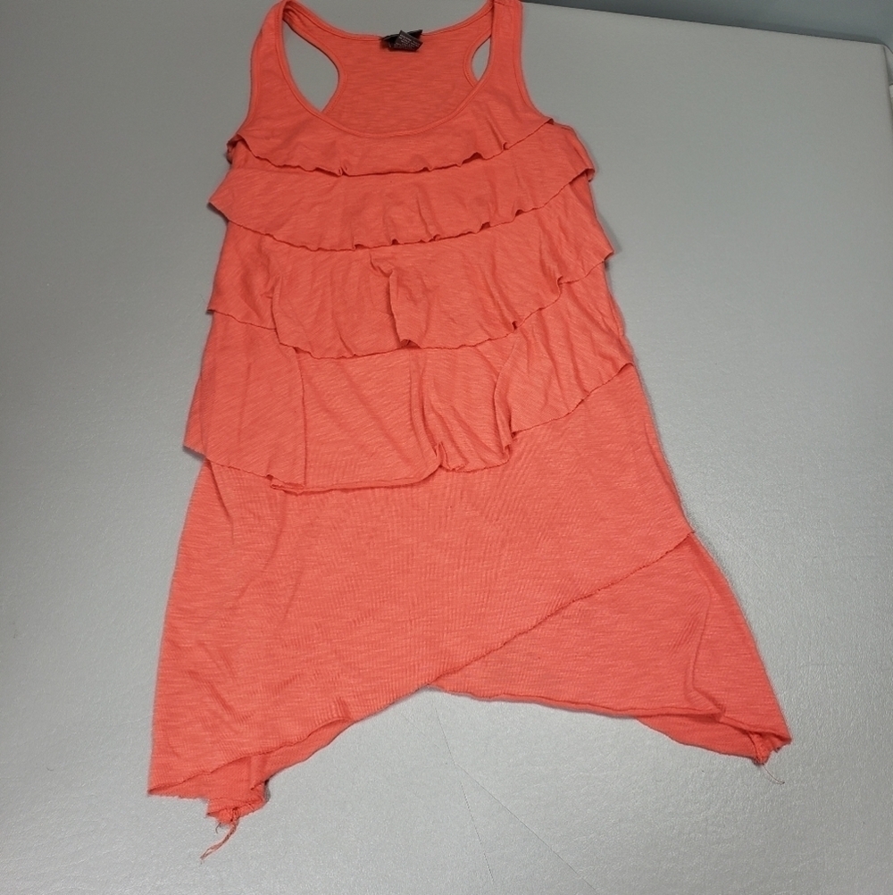 dots orange ruffled tank top size M
